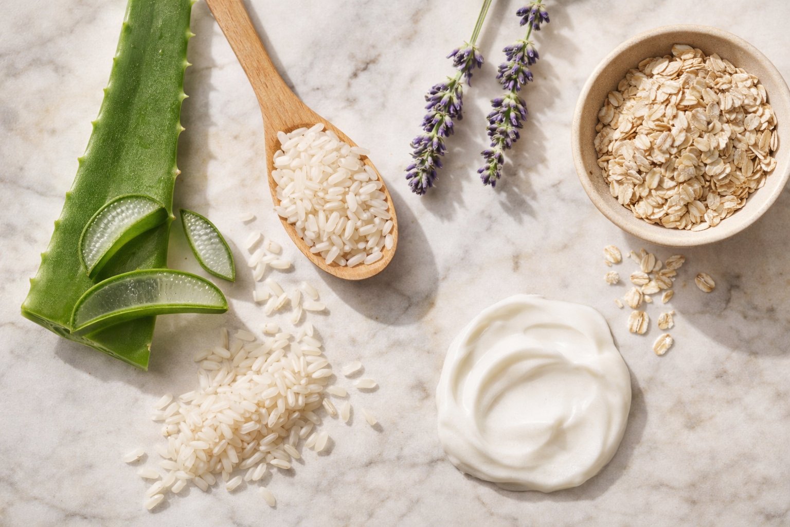 Peauの主成分 アロエベラ コメ由来セラミド オートミール ラベンダー